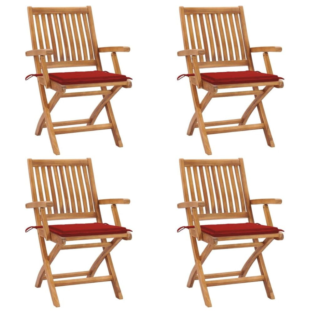 Petromila vidaXL Skladacie záhradné stoličky s podložkami 4 ks tíkový masív